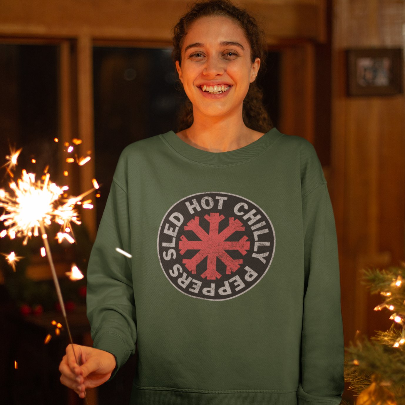 Sled Hot Chilly Peppers Funny Music Christmas Jumper