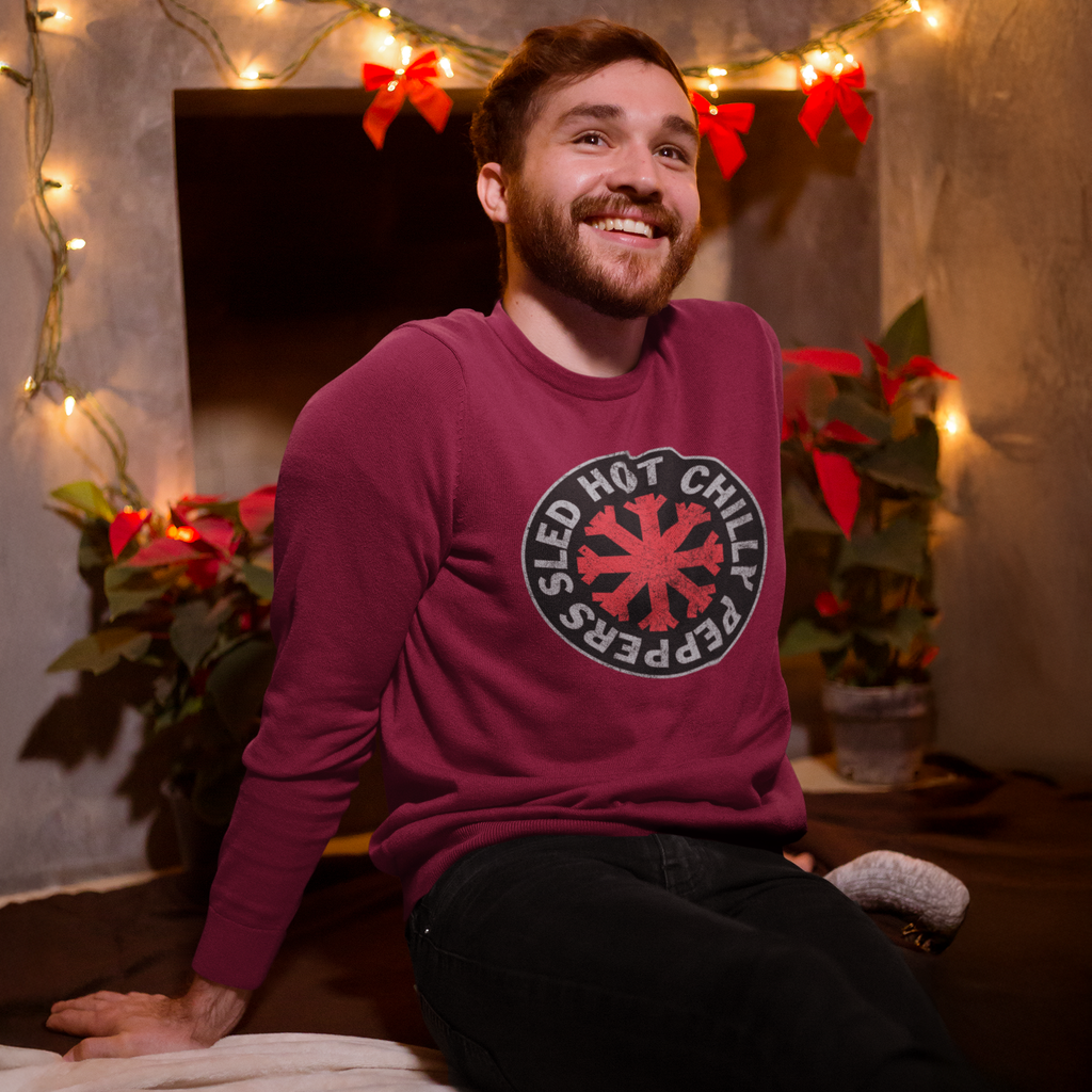 Sled Hot Chilly Peppers Funny Music Christmas Jumper