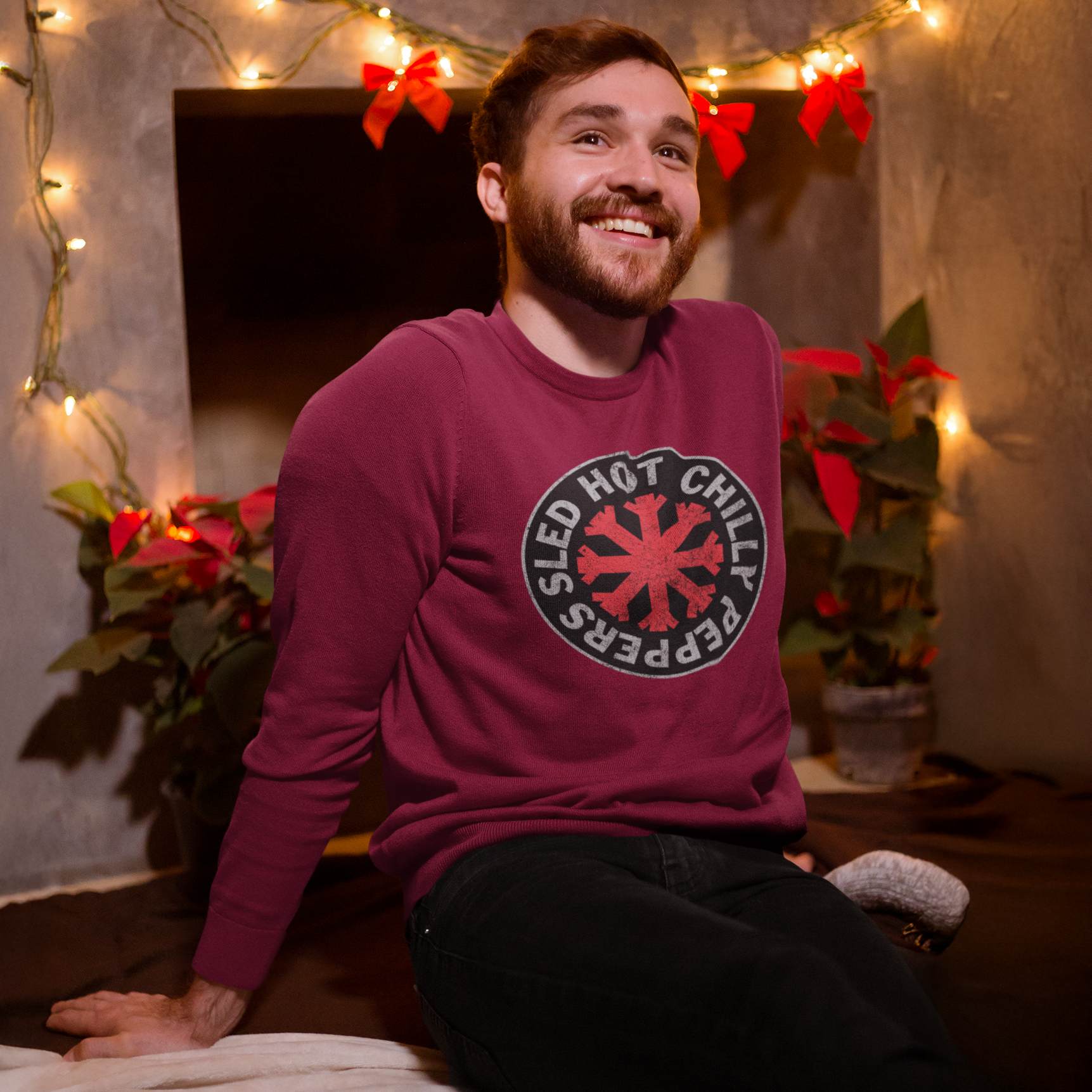 Sled Hot Chilly Peppers Funny Music Christmas Jumper