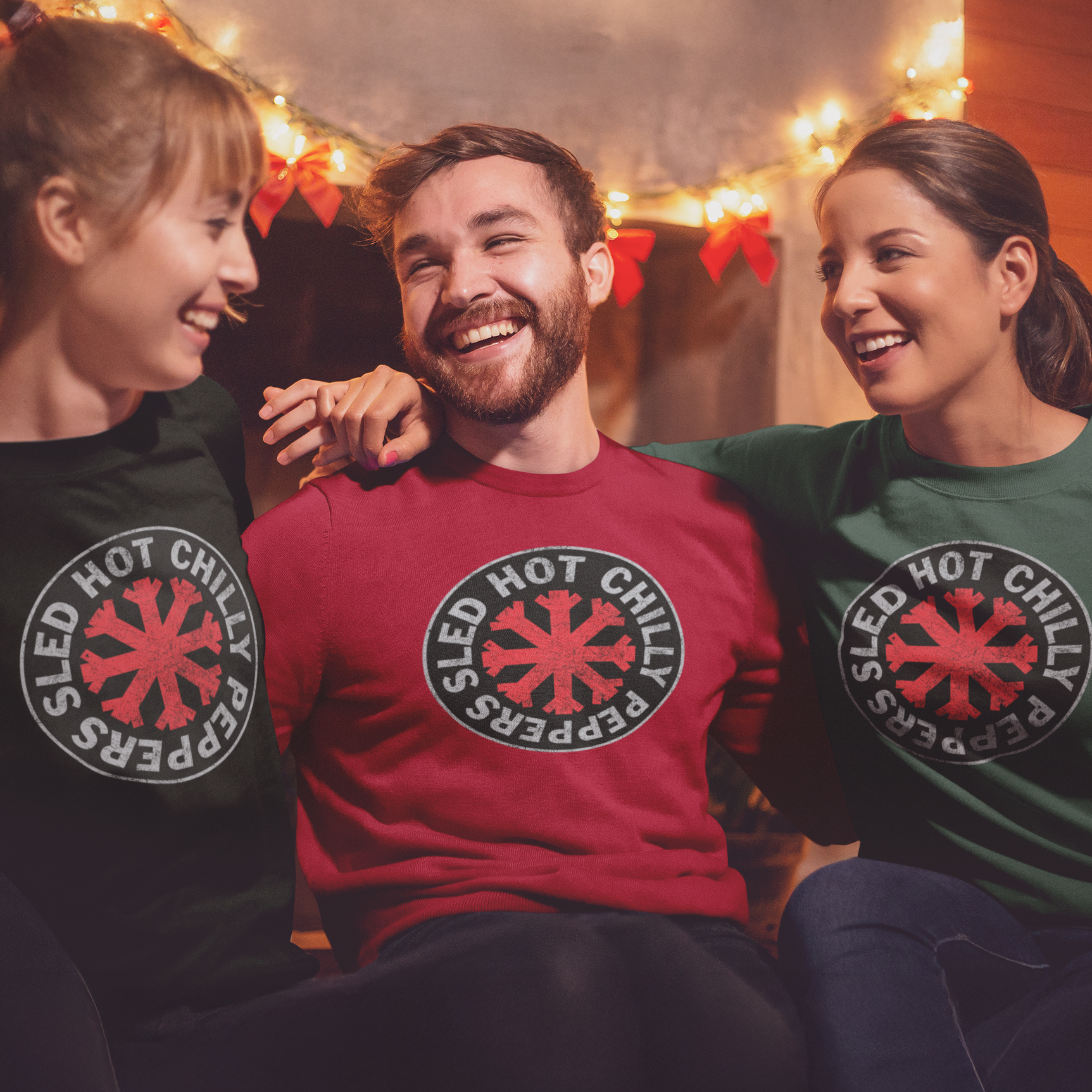 Sled Hot Chilly Peppers Funny Music Christmas Jumper