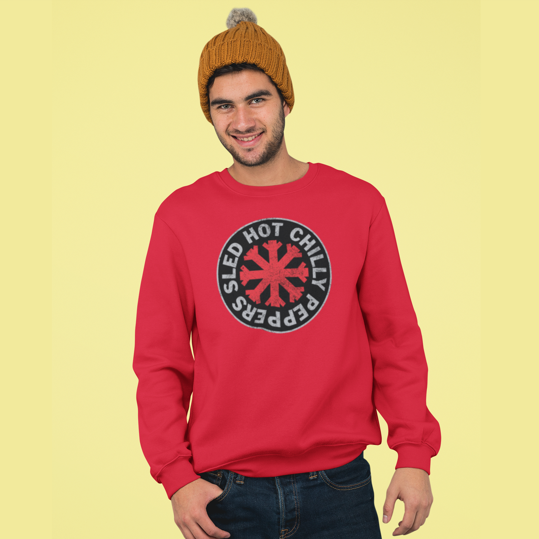 Sled Hot Chilly Peppers Funny Music Christmas Jumper