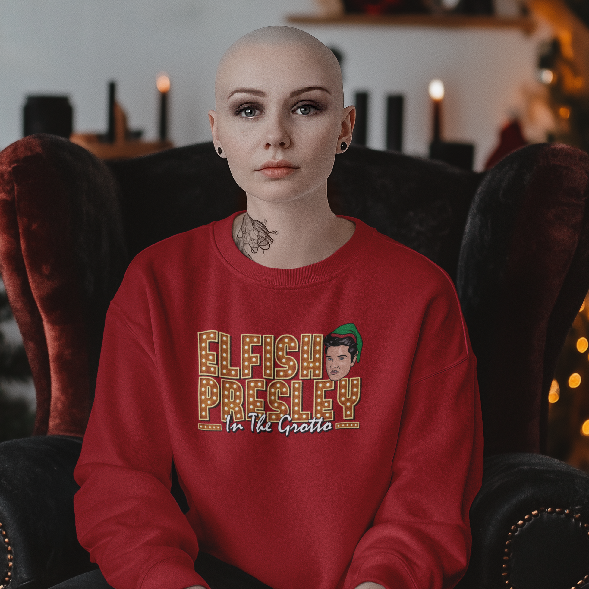 Elfish Presley Funny Music Christmas Jumper