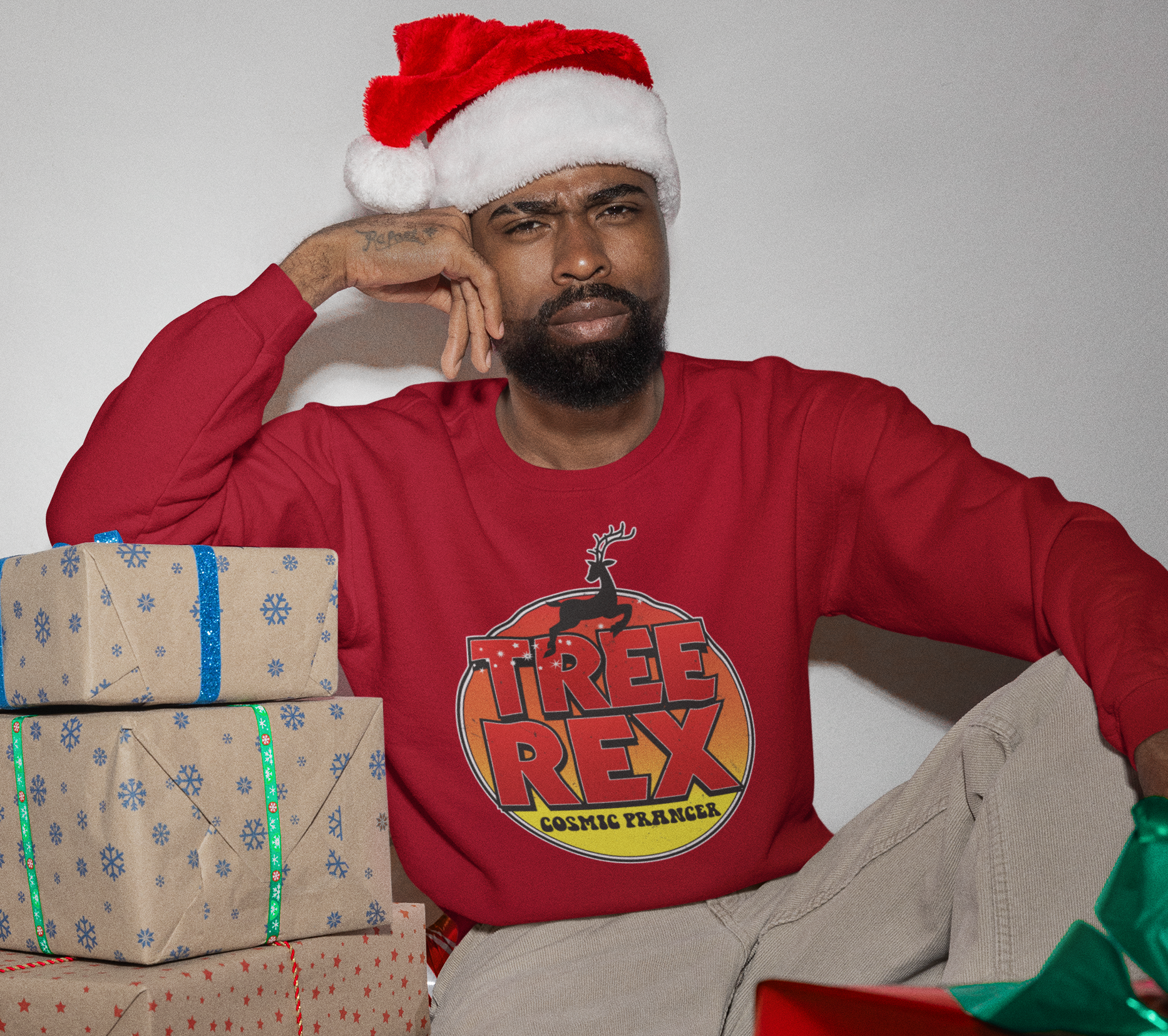 Tree Rex Funny Music Christmas Jumper