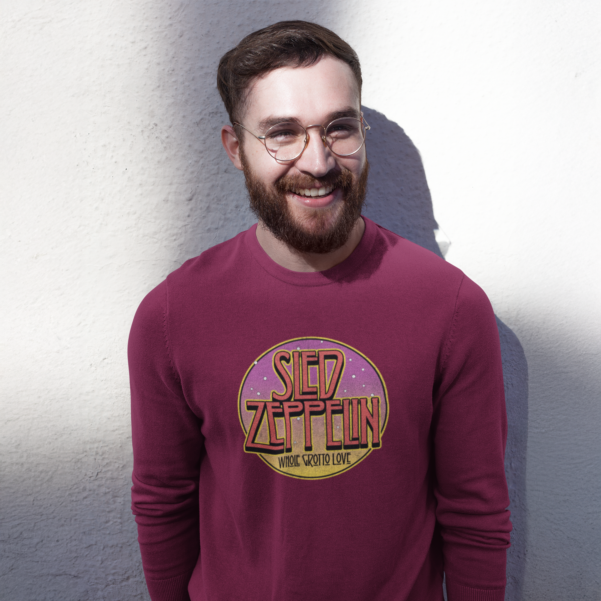 Sled Zeppelin Funny Music Christmas Jumper