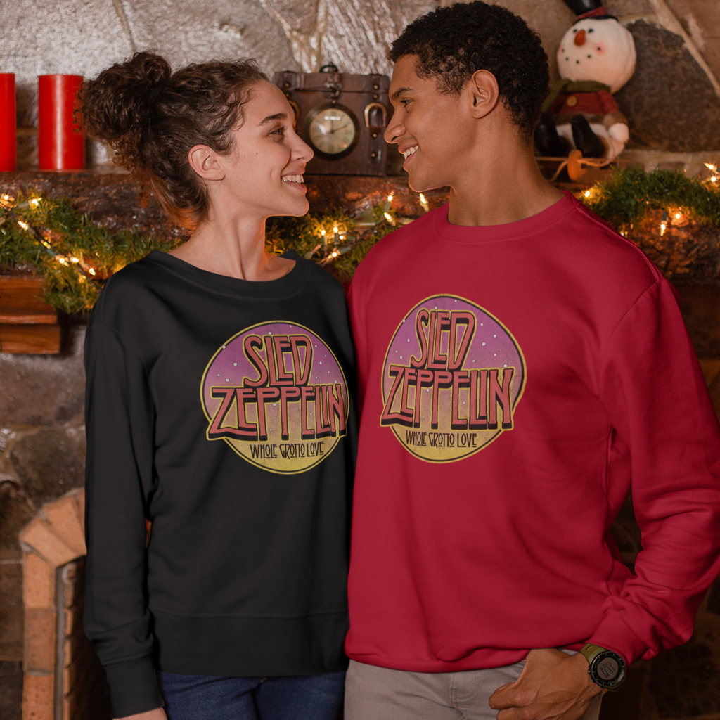Sled Zeppelin Funny Music Christmas Jumper