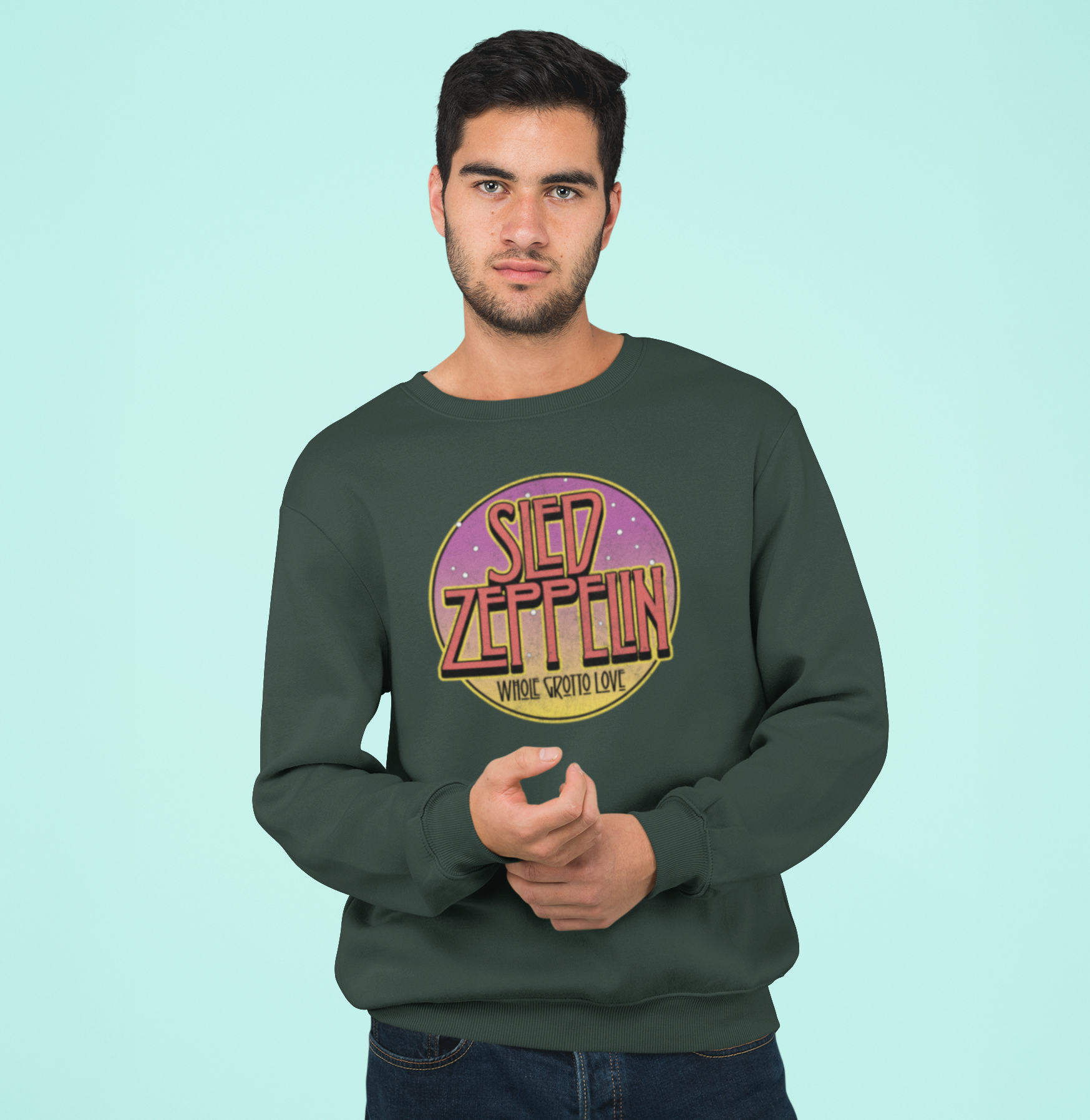 Sled Zeppelin Funny Music Christmas Jumper