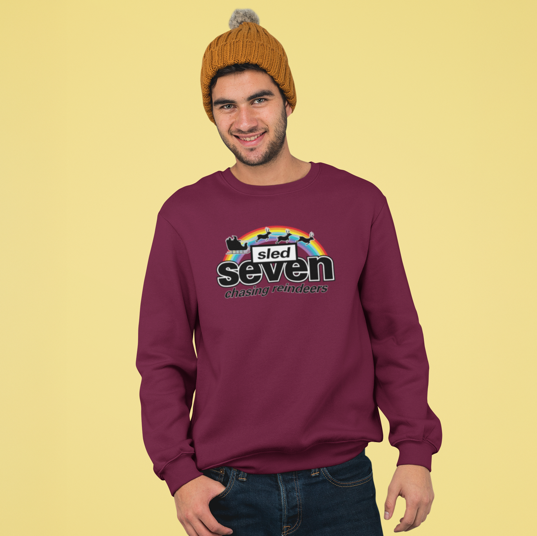 Sled Seven Funny Music Christmas Jumper