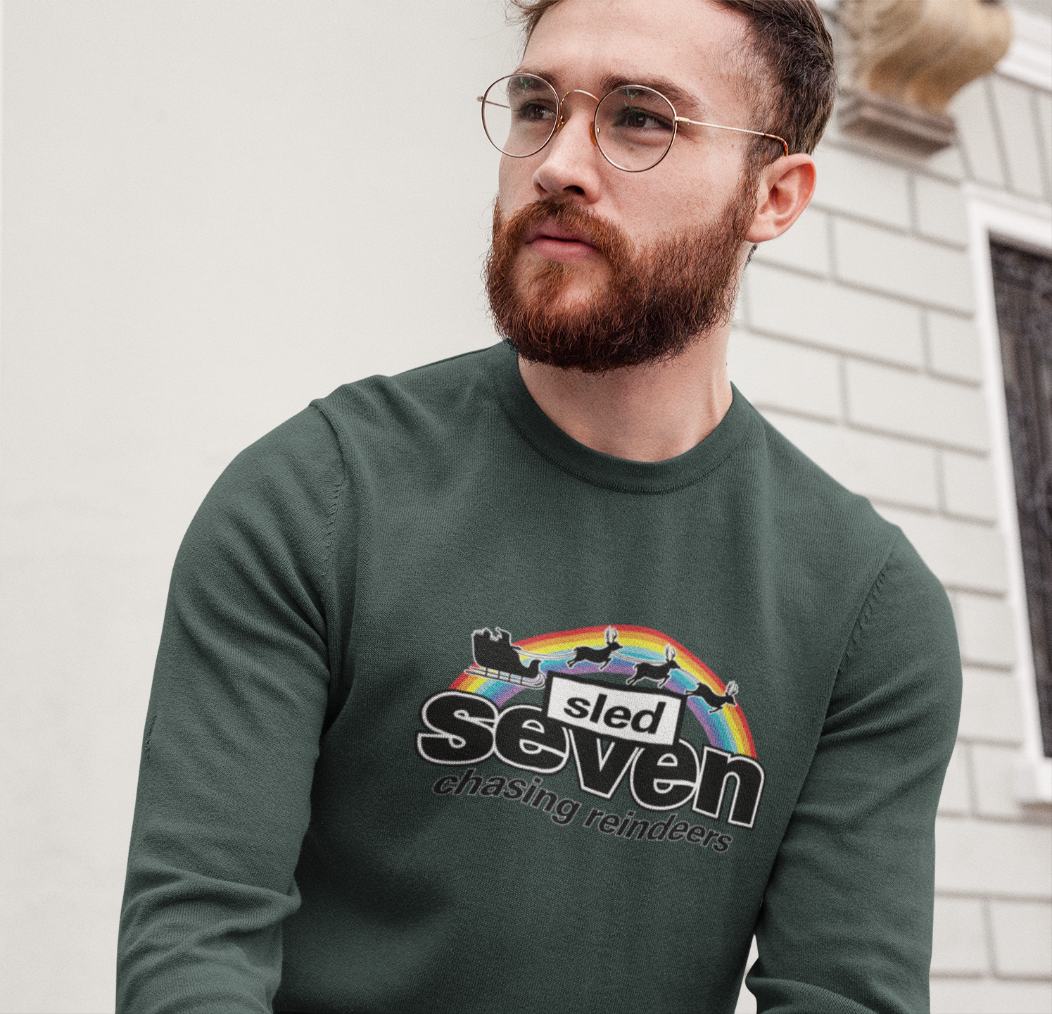 Sled Seven Funny Music Christmas Jumper