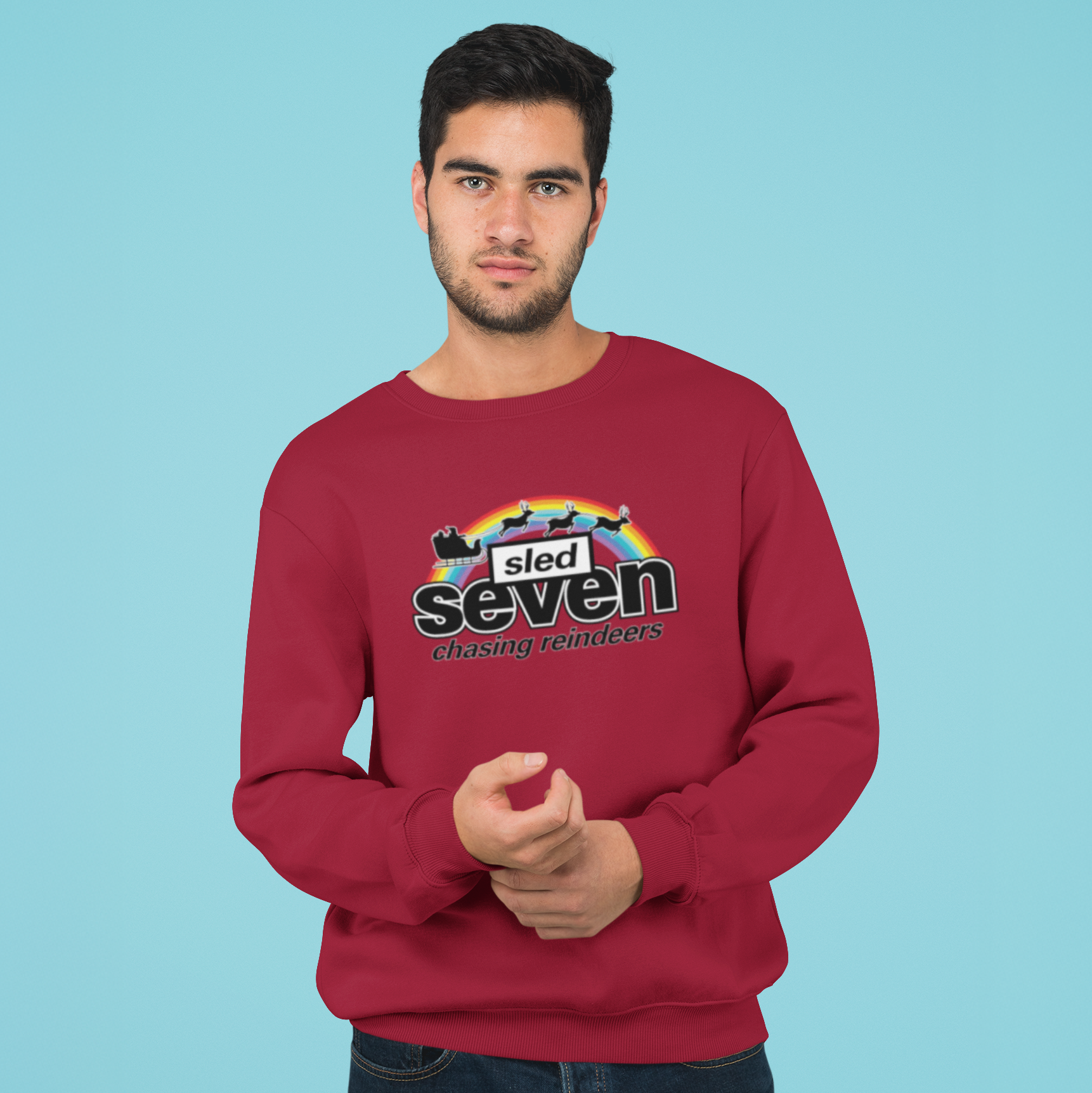 Sled Seven Funny Music Christmas Jumper