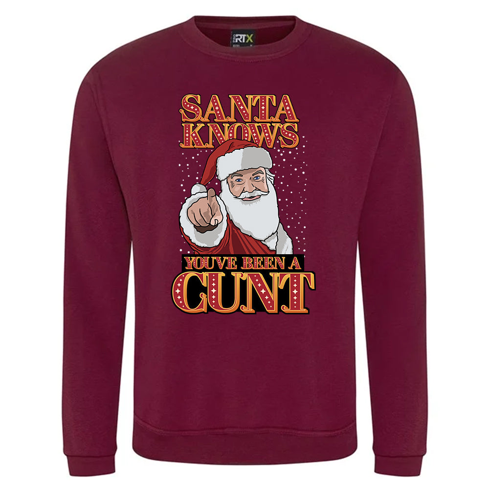 Santa Knows You've Been A Cunt Christmas Jumper
