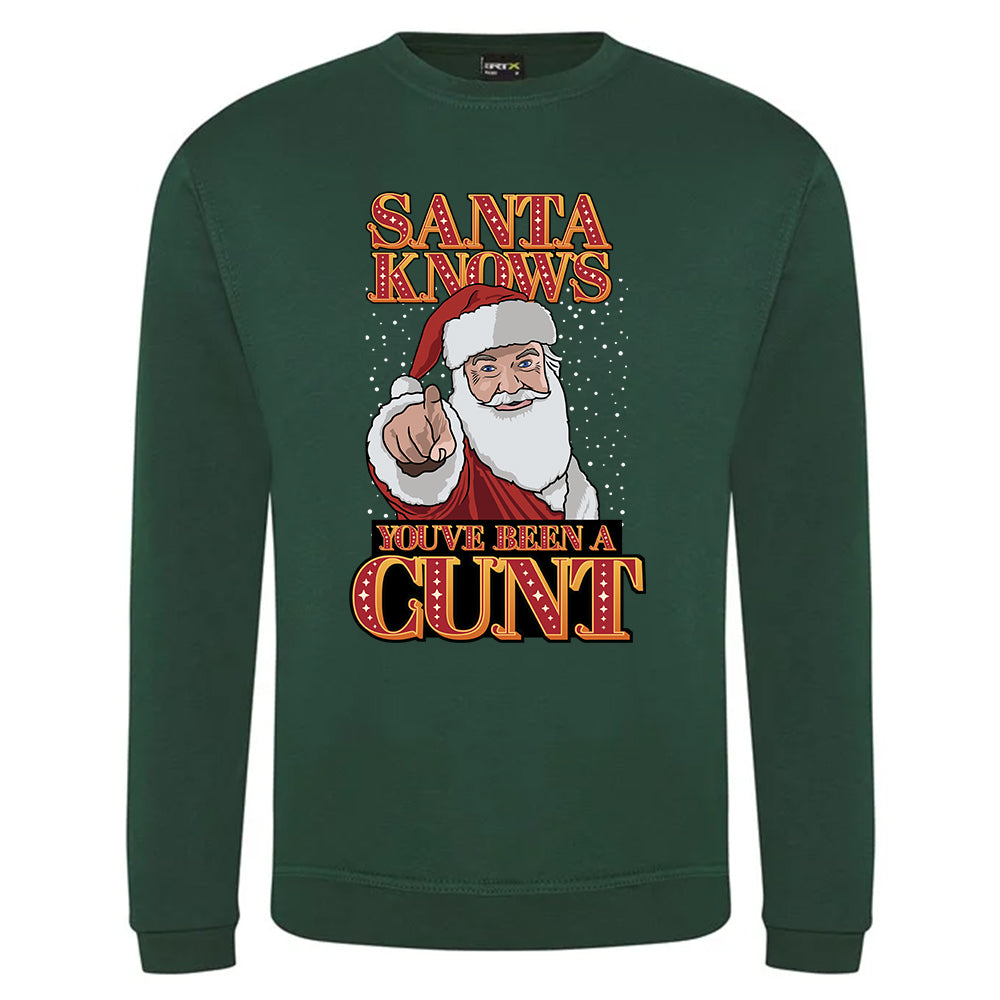 Santa Knows You've Been A Cunt Christmas Jumper