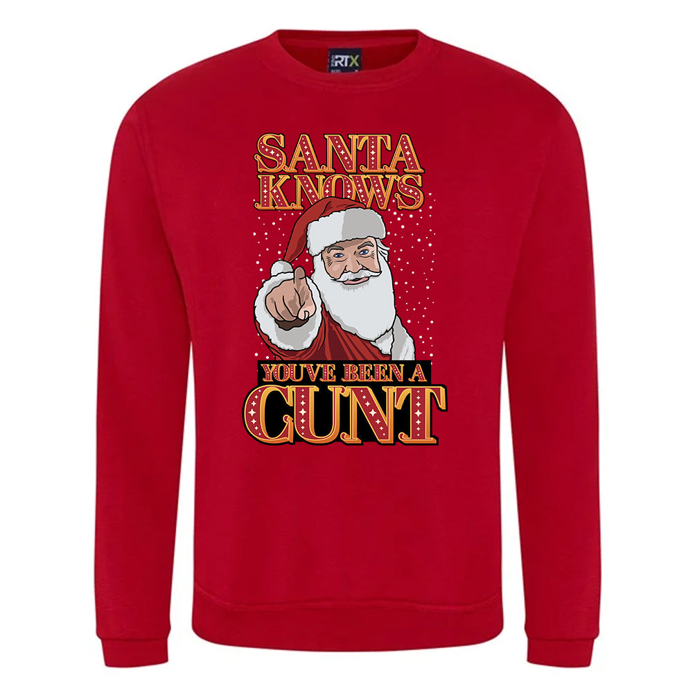 Santa Knows You've Been A Cunt Christmas Jumper