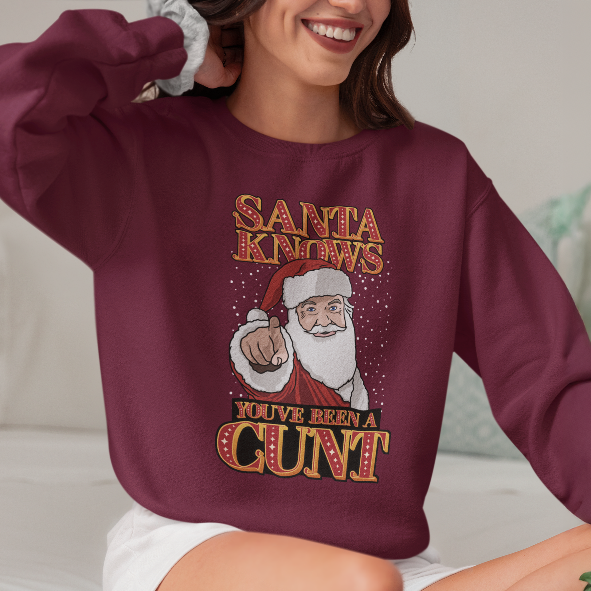 Santa Knows Funny Christmas Jumper