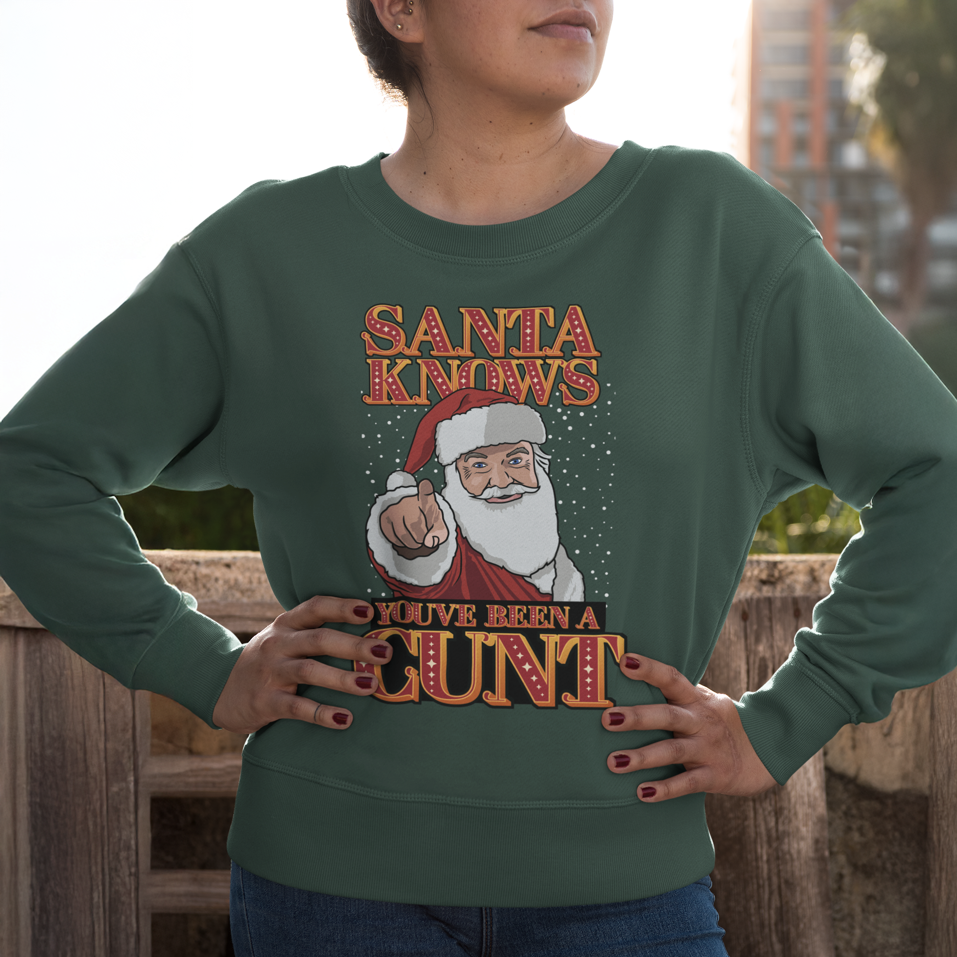 Santa Knows Funny Christmas Jumper