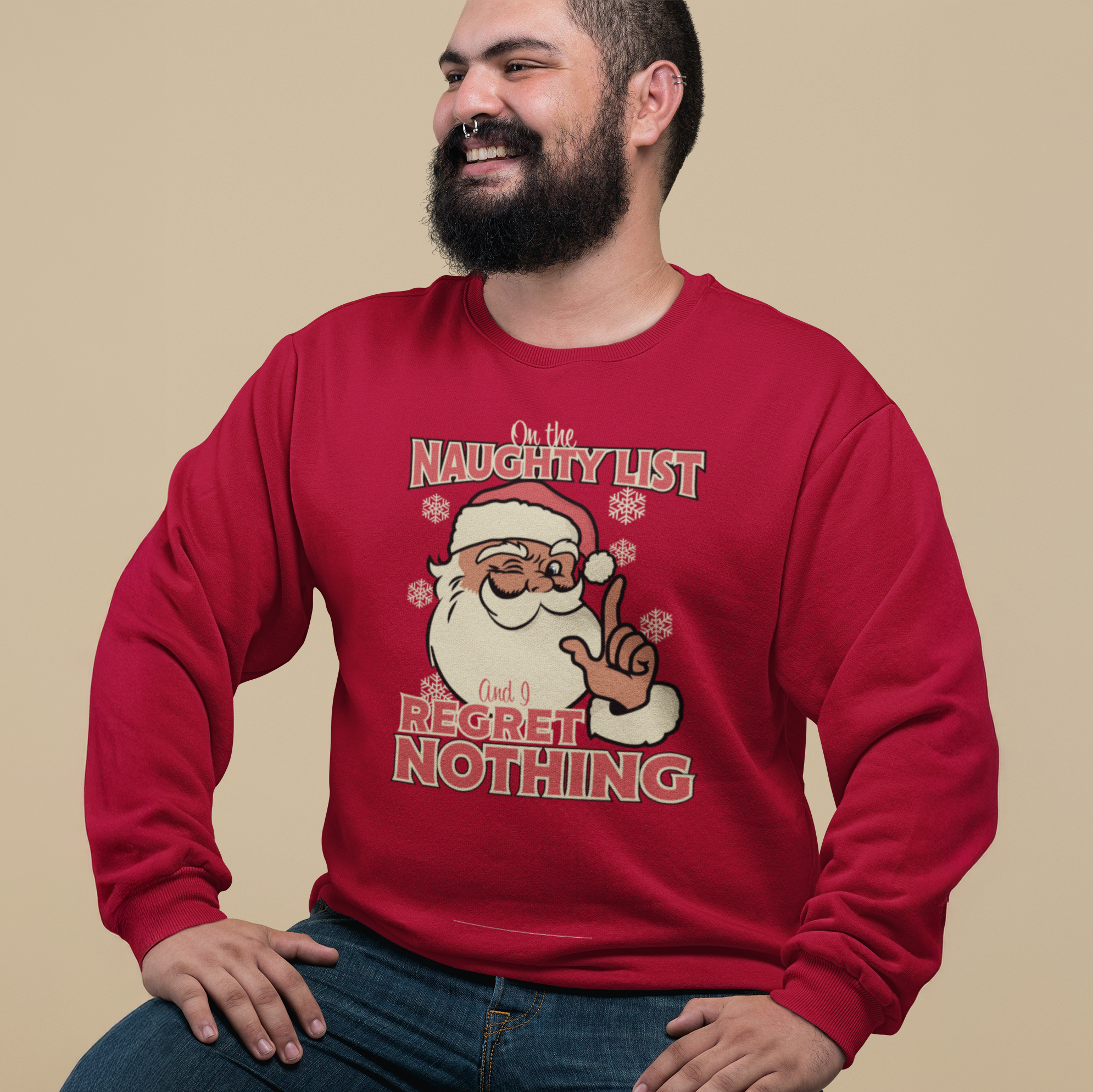 On The Naughty List Funny Christmas Jumper