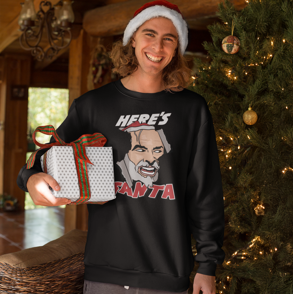 Here's Santa Funny Horror Movie Christmas Jumper