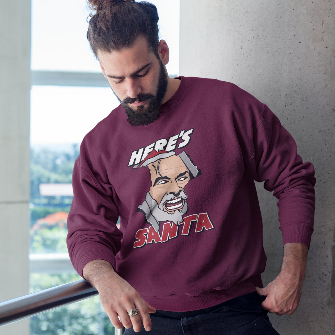 Here's Santa Funny Horror Movie Christmas Jumper