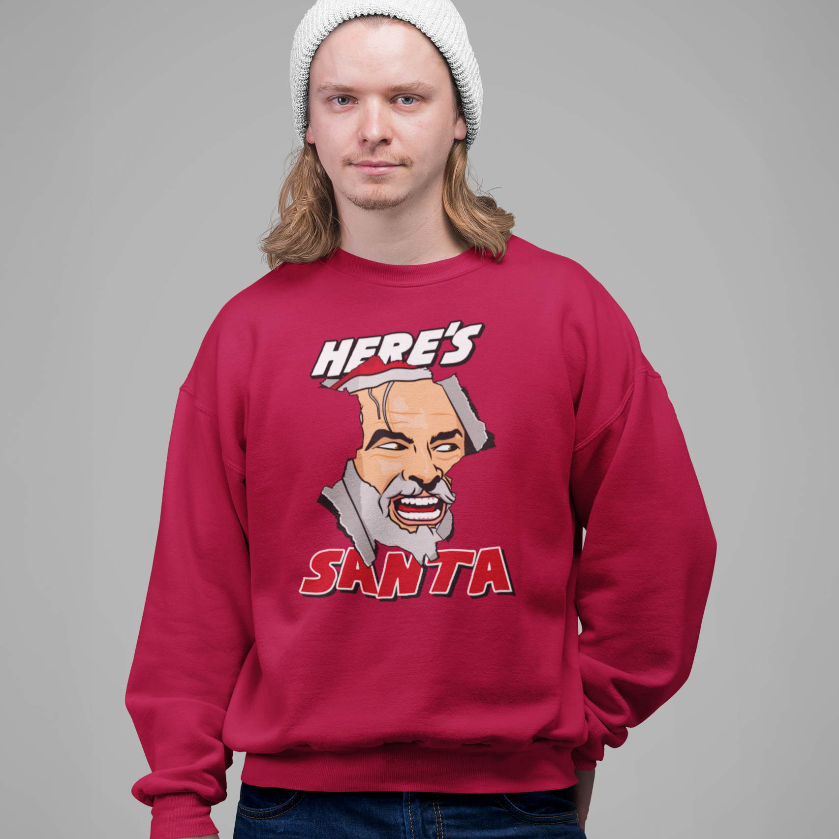 Here's Santa Funny Horror Movie Christmas Jumper