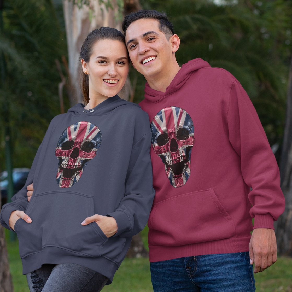 Screaming Skull Union Jack Patriotic Hoodie