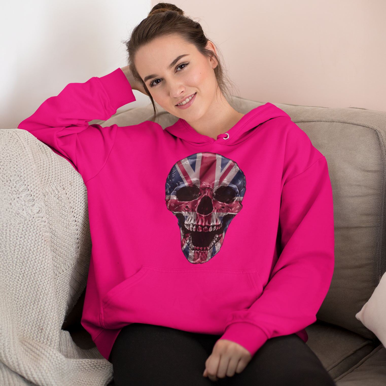 Screaming Skull Union Jack Patriotic Hoodie