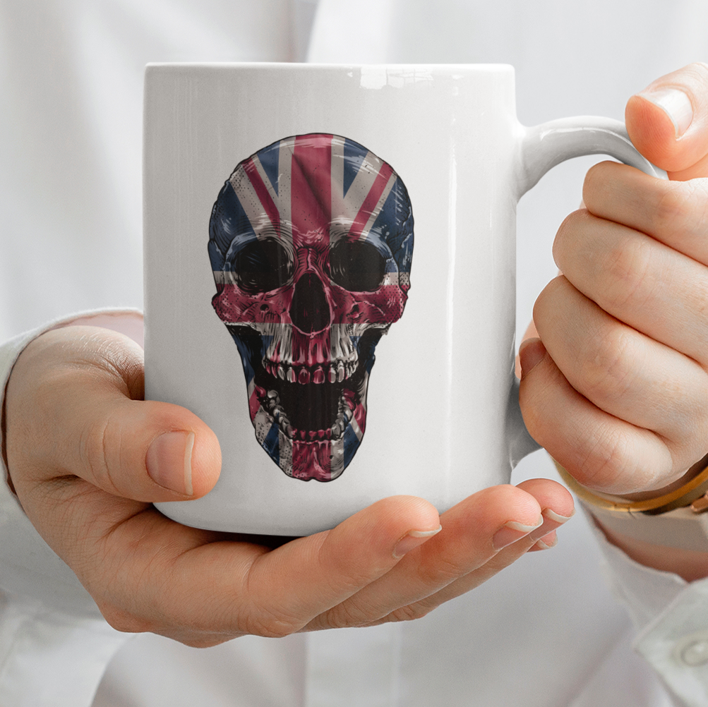 Screaming Skull Union Jack Patriotic Mug