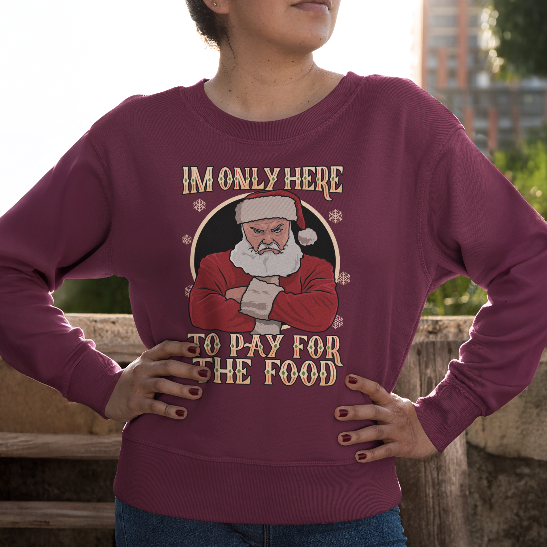 I'm Only Here To Pay For The Food Boss Funny Work Christmas Jumper