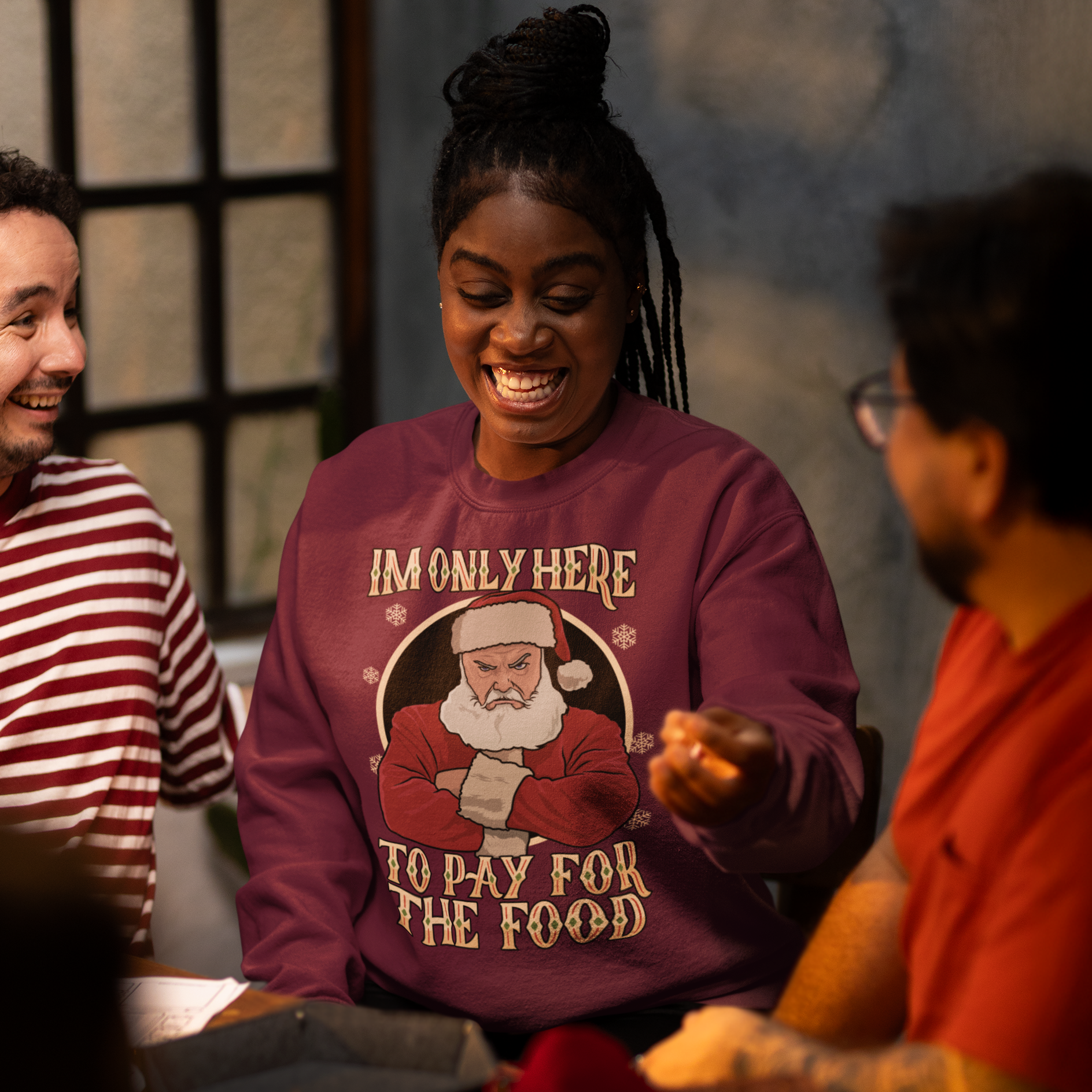 I'm Only Here To Pay For The Food Boss Funny Work Christmas Jumper