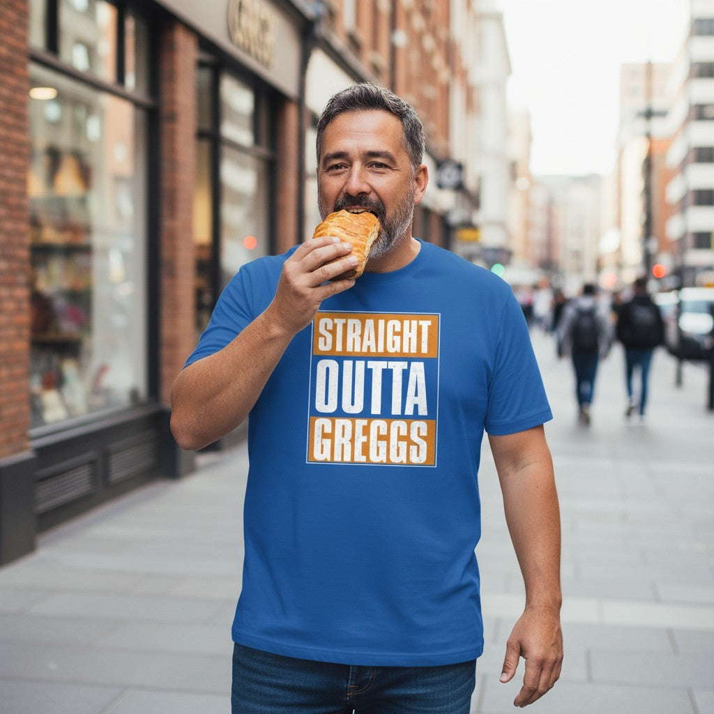 Straight Outta Greggs Funny British T-Shirt