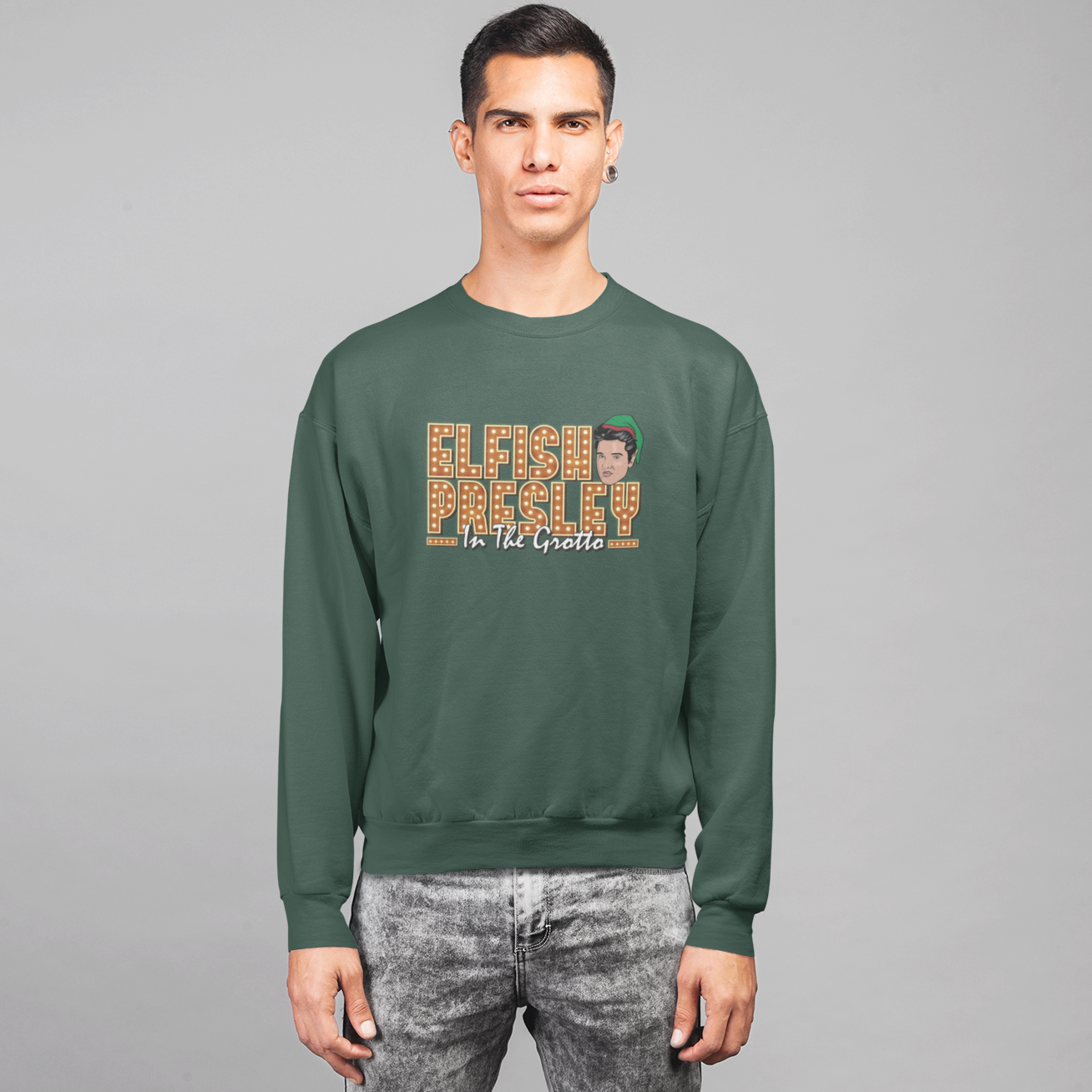 Elfish Presley Funny Music Christmas Jumper