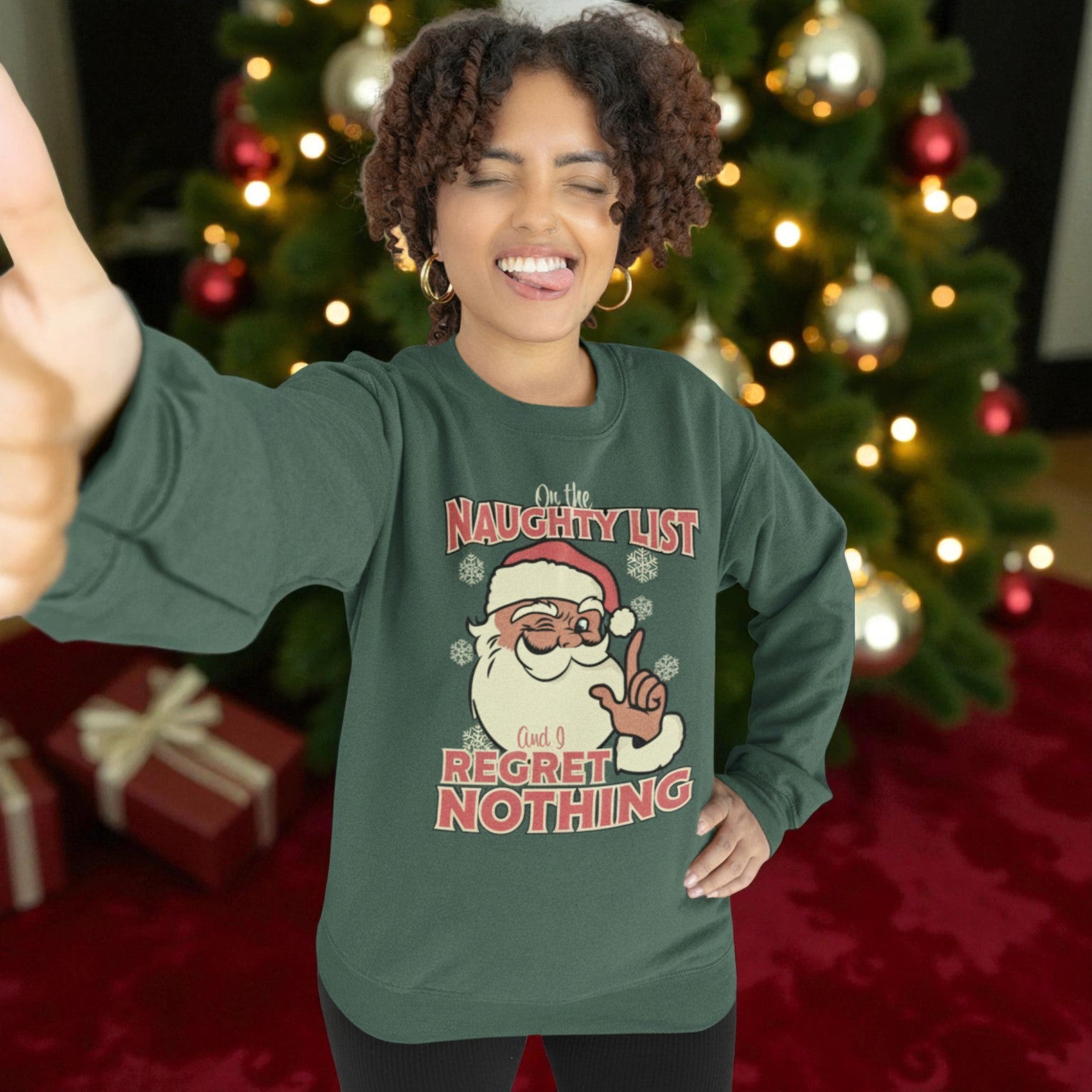 On The Naughty List Funny Christmas Jumper