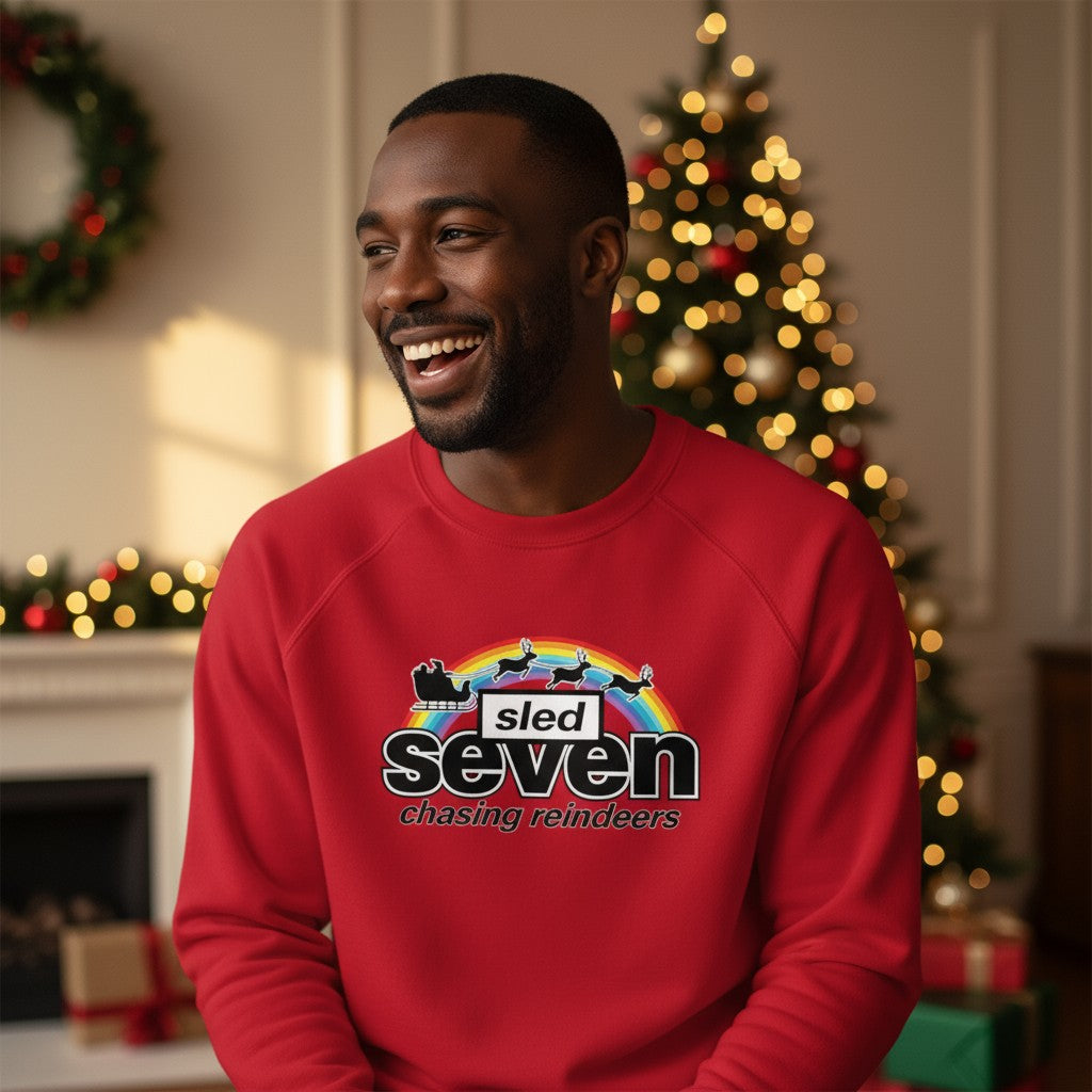 Sled Seven Funny Music Christmas Jumper