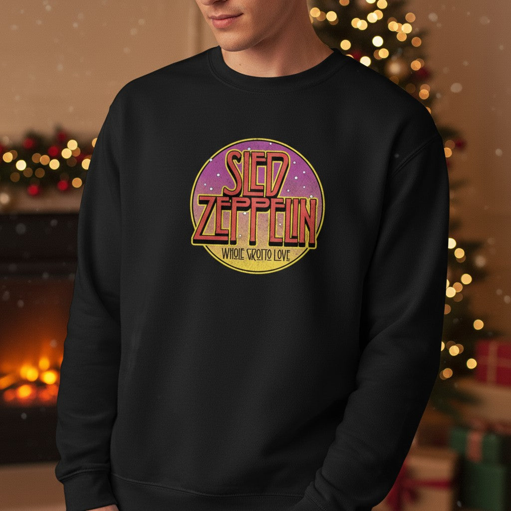 Sled Zeppelin Funny Music Christmas Jumper